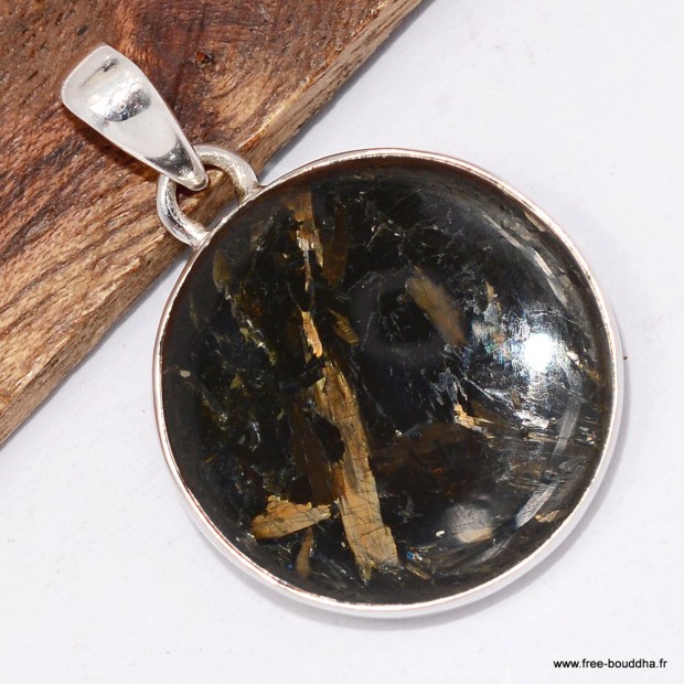 Pendentif en Nuummite Authentique – Forme Ronde