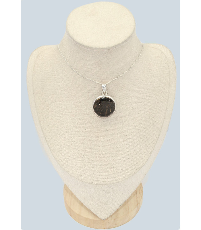 Pendentif en Nuummite Authentique – Forme Ronde