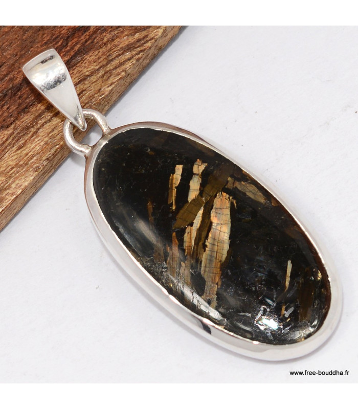 Pendentif Nuumite ovale allongé – argent 925 – certifié authentique