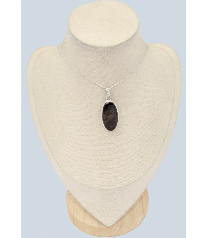 Pendentif Nuumite ovale allongé – argent 925 – certifié authentique