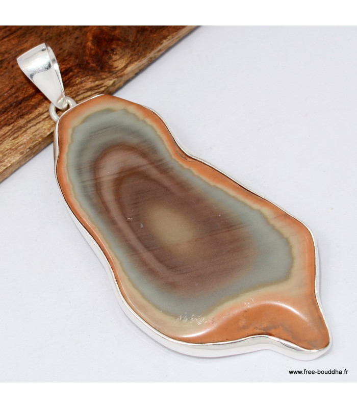 Grand Pendentif Jaspe impérial rouille kaki