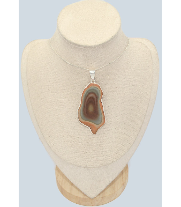 Grand Pendentif Jaspe impérial rouille kaki
