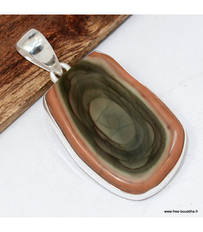 Pendentif Jaspe impérial marron kaki