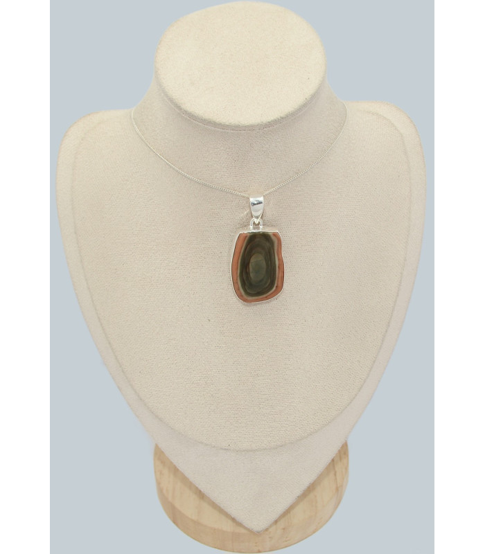 Pendentif Jaspe impérial marron kaki