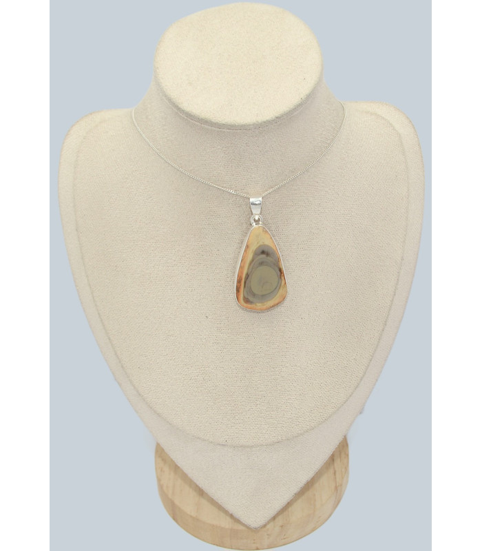 Pendentif argent Jaspe impérial jaune kaki