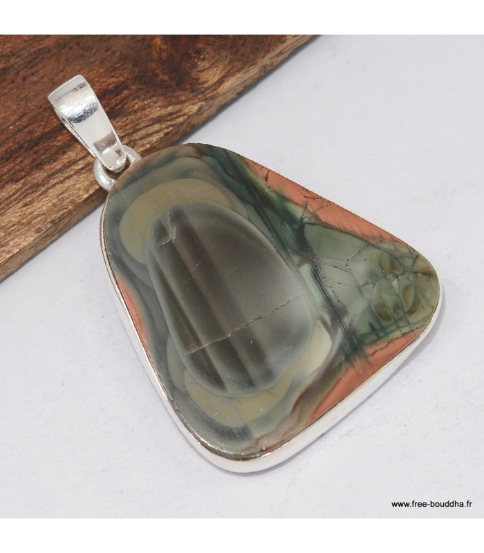 Pendentif argent Jaspe imperial forme libre