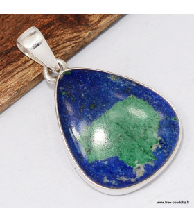Pendentif goutte en Azurite sur malachite
