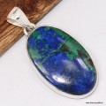 Pendentif Azurite naturelle, argent 925 authentique Maroc