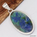 Pendentif Azurite naturelle, argent 925 authentique Maroc
