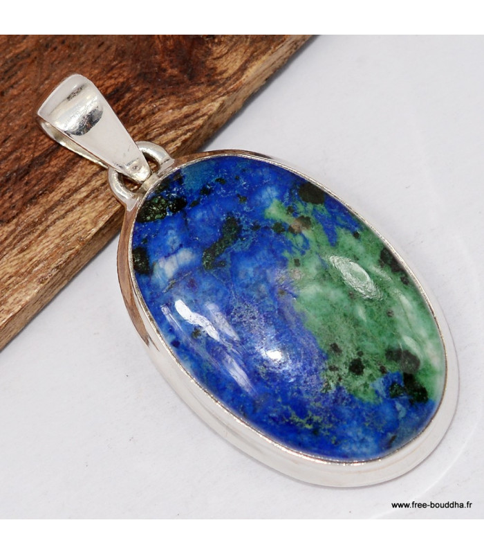 Bijou Pendentif Azurite sur malachite oval