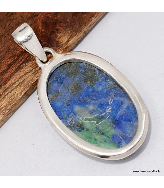 Bijou Pendentif Azurite sur malachite oval