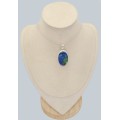 Pendentif Azurite sur Malachite argent 925 pierre rare certifiée