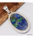 Pendentif argent Azurite sur malachite oval