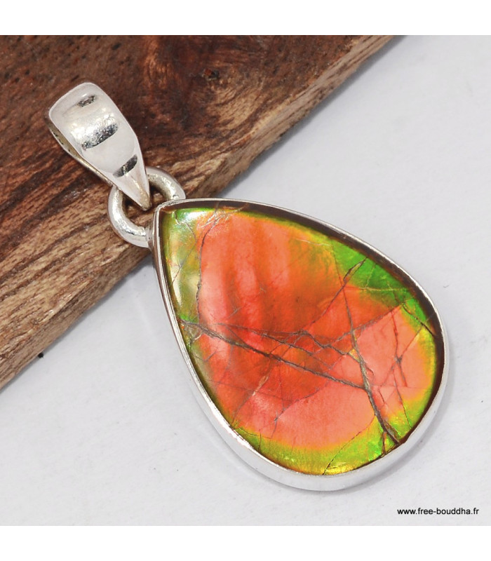 Pendentif goutte en Ammolite du Canada