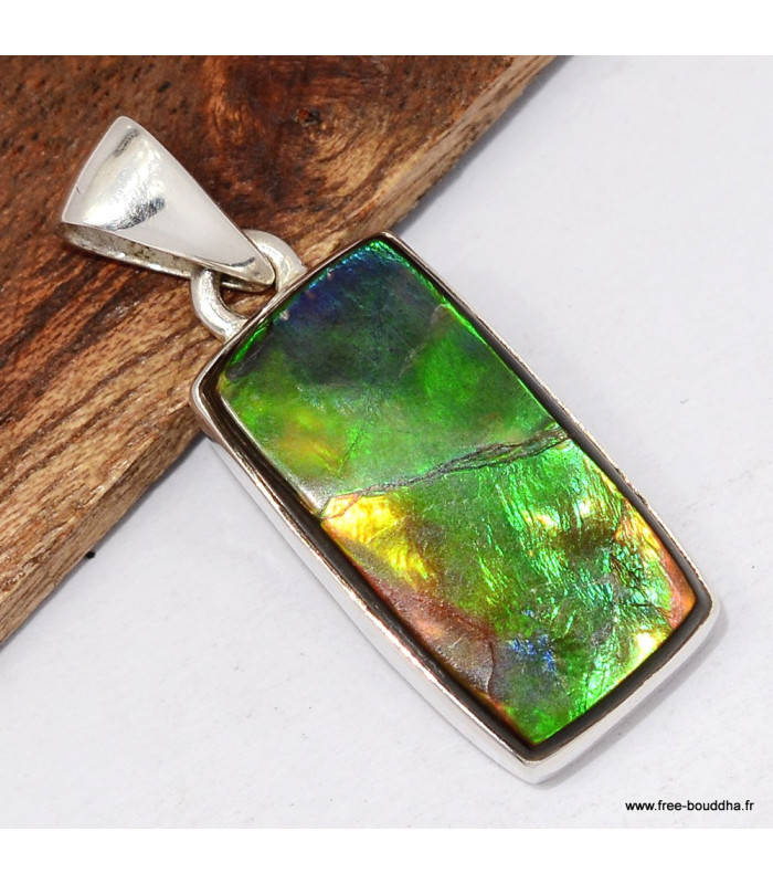 Pendentif Ammolite – Pierre du Canada qualité AAA en argent 925