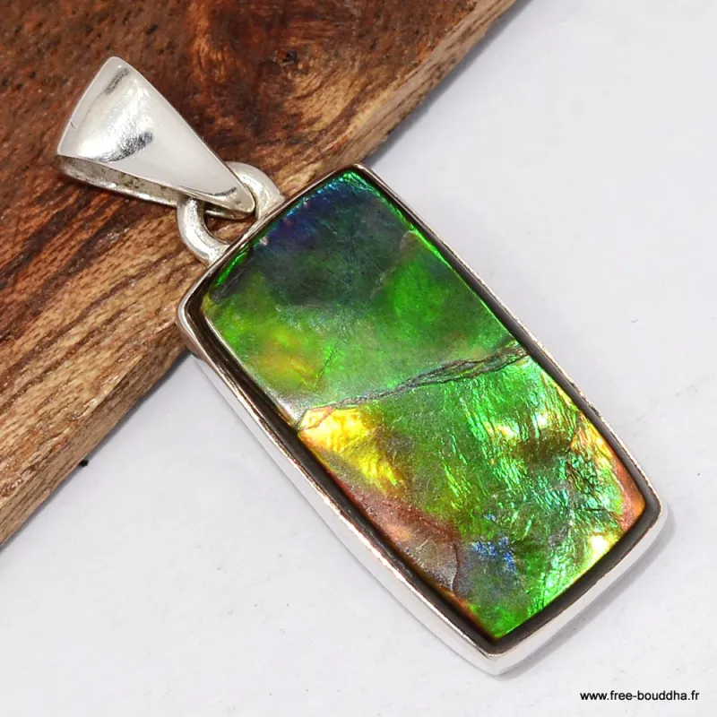 Pendentif authentique Ammolite du Canada - Pendentifs pierres naturelles