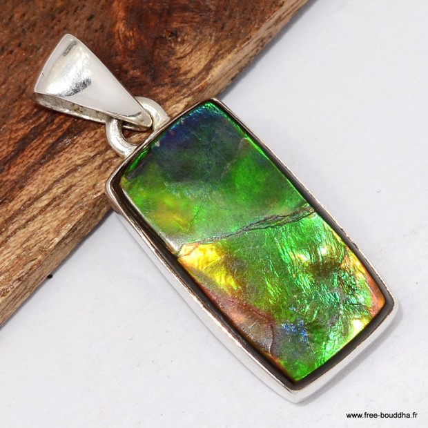 Pendentif Ammolite – Pierre du Canada qualité AAA en argent 925