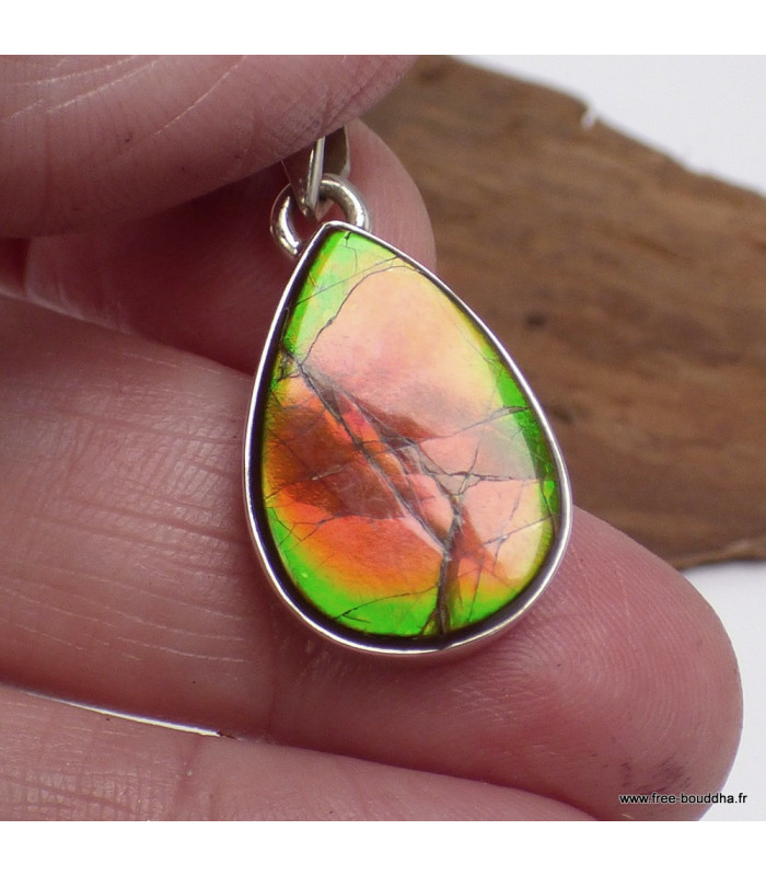 Pendentif goutte en Ammolite du Canada