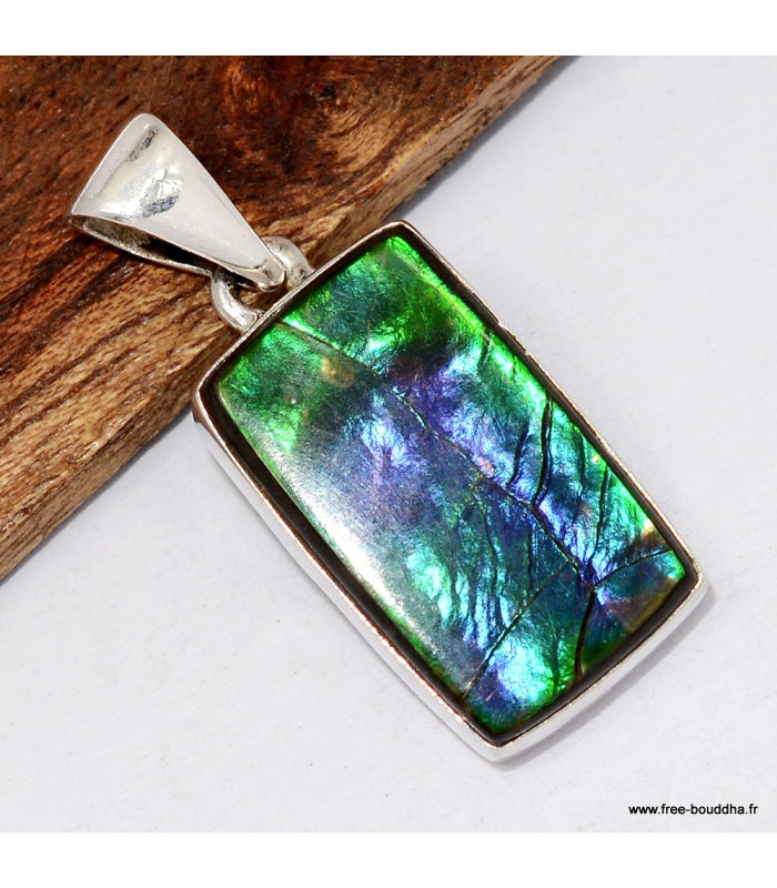 Pendentif Ammolite – Pierre du Canada qualité AAA en argent 925