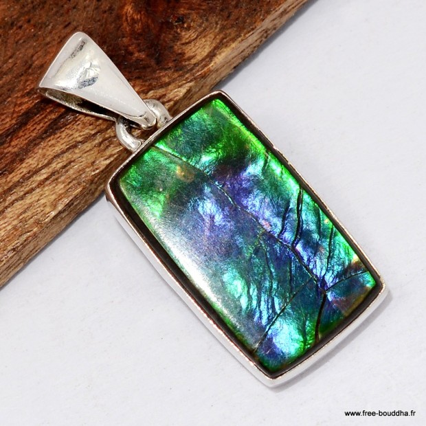 Pendentif Ammolite – Pierre du Canada qualité AAA en argent 925