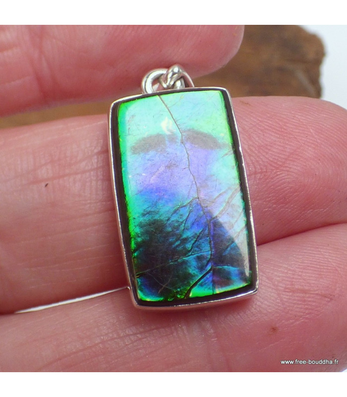 Pendentif Ammolite – Pierre du Canada qualité AAA en argent 925