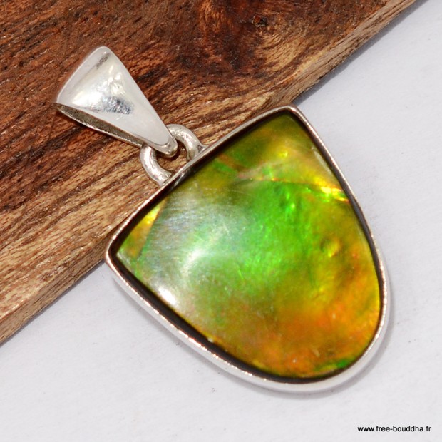 Pendentif Ammolite – Pierre du Canada qualité AAA en argent 925