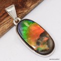 Pendentif Ammolite – Pierre verte bleue orange qualité AAA en argent