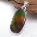 Pendentif Ammolite – Pierre verte bleue orange qualité AAA en argent