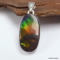 Pendentif Ammolite – Pierre verte bleue orange qualité AAA en argent