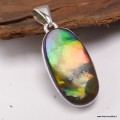 Pendentif Ammolite – Pierre verte bleue orange qualité AAA en argent