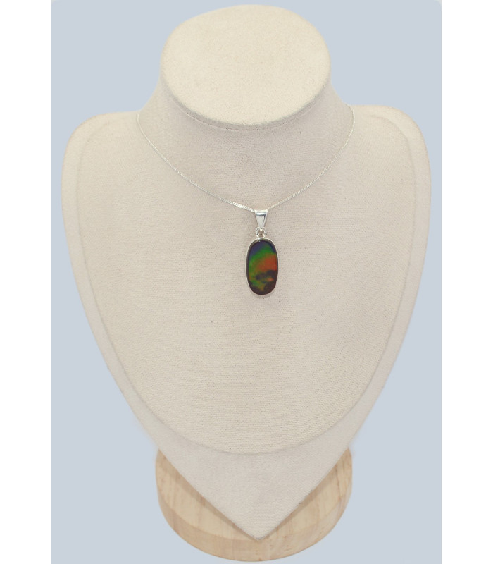 Pendentif Ammolite – Pierre verte bleue orange qualité AAA en argent 925