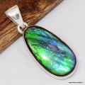 Pendentif Ammolite bleue verte grade AAA