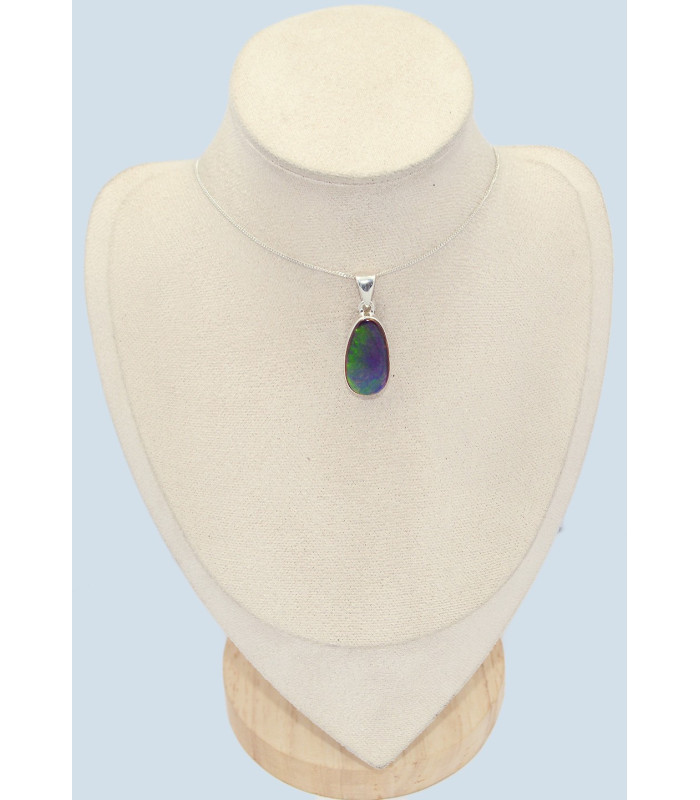 Pendentif Ammolite bleue verte grade AAA