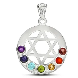 Pendentif Pierre naturelle chakras Etoile de David - Pendentifs pierres naturelles