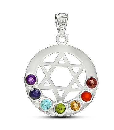 Pendentif Étoile de David chakra argent 925 certifié