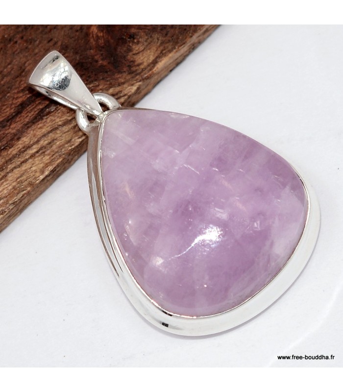 Pendentif goutte en Kunzite naturelle