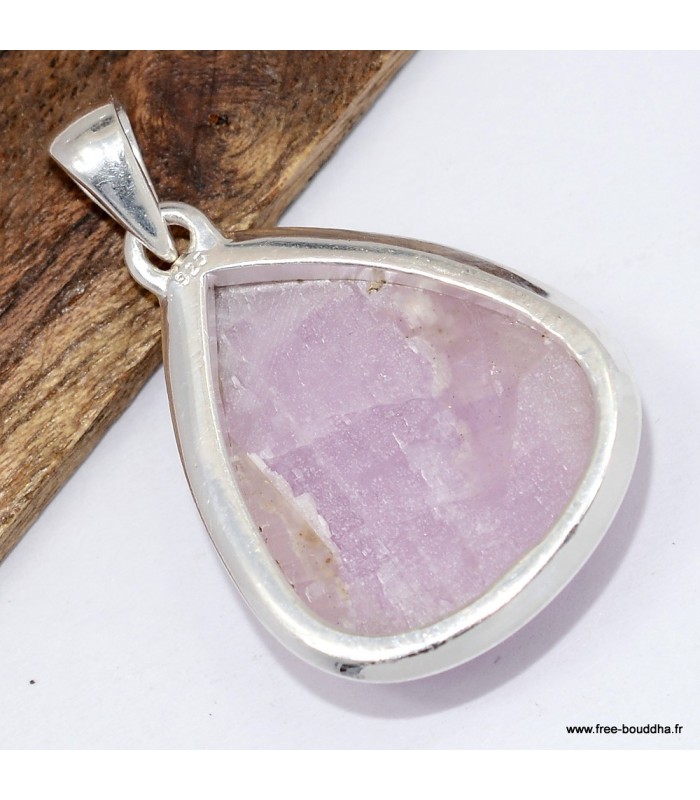 Pendentif goutte en Kunzite naturelle