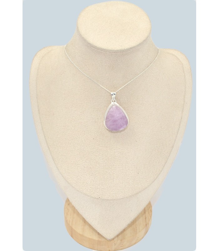 Pendentif goutte en Kunzite naturelle
