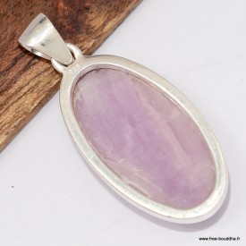 Pendentif Kunzite argent 925 pierre naturelle certifiée