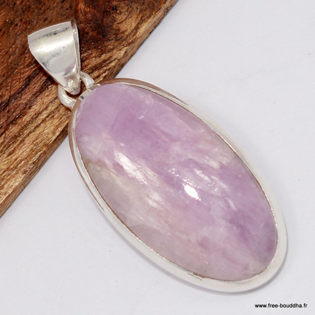 Pendentif Kunzite argent 925 pierre naturelle certifiée