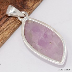 Pendentif Kunzite forme larme, argent 925 bijou énergétique