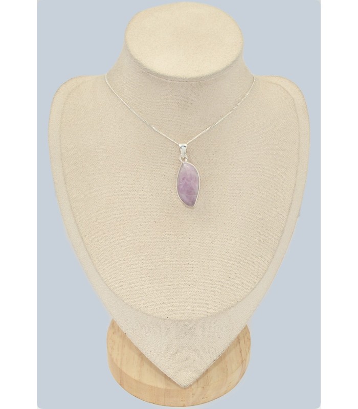 Pendentif Kunzite forme larme, argent 925 bijou énergétique