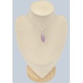 Pendentif Kunzite forme larme, argent 925 bijou énergétique