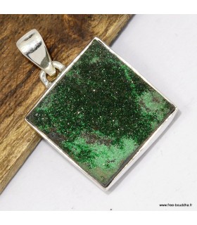 Pendentif Grenat Vert Uvarovite en Argent 925 - Certifié Authentique