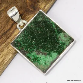 Pendentif Grenat Uvarovite carré - Bijoux en Grenat Uvarovite