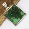 Pendentif Grenat Uvarovite carré, argent 925 authentique