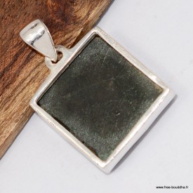 Pendentif Grenat Uvarovite carré, argent 925 authentique