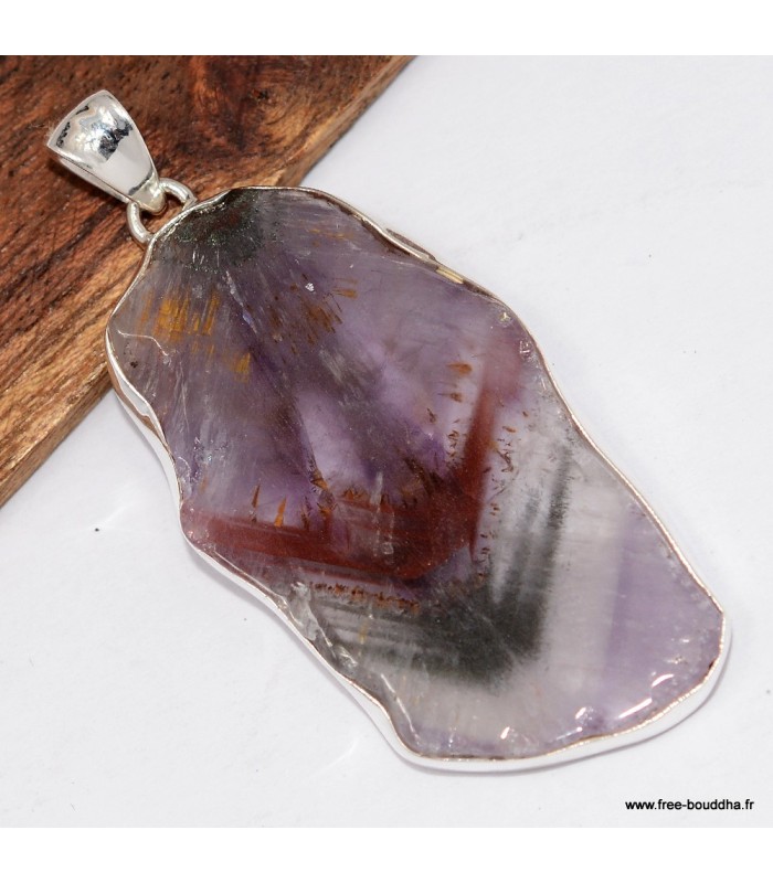 Pendentif Super Seven Cacochynite XXL en Argent 925 certifié