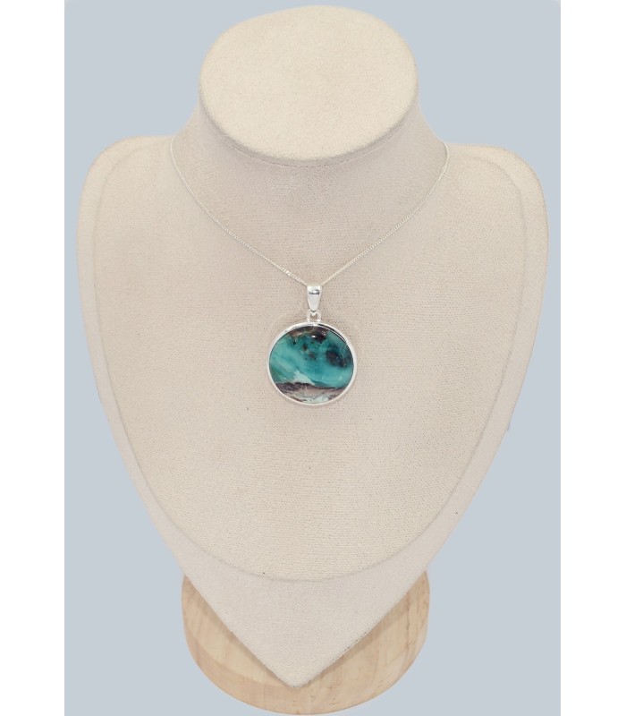 Rare Pendentif Bois de Colla de Turquie turquoise