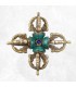 Double Dorjé tibétain en laiton et turquoise